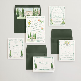 This is a celadon wedding invitations with standard by Pati Cascino called giardino printing on signature in standard