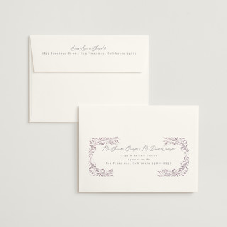 This is a lavender dusk wedding invitations with standard by Ashley DeMeyere called porcelain printing on signature in standard