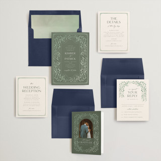 This is a sage wedding invitations with standard by Ashley DeMeyere called porcelain printing on signature in standard