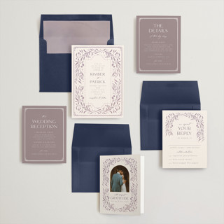 This is a lavender dusk wedding invitations with standard by Ashley DeMeyere called porcelain printing on signature in standard