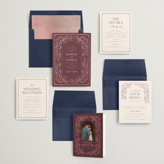 This is a bordeaux wedding invitations with standard by Ashley DeMeyere called porcelain printing on signature in standard