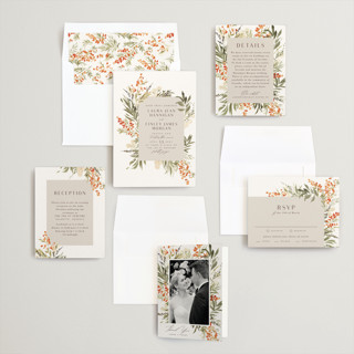 This is a persimmon wedding invitations with standard by Everett Paper Goods called mimosa printing on signature in standard