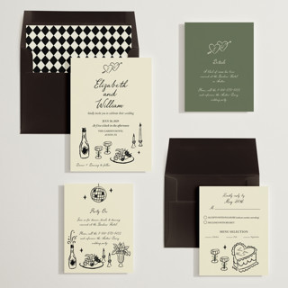 This is a olive wedding invitations with standard by Helena Vitto called vintage lovers printing on signature in standard