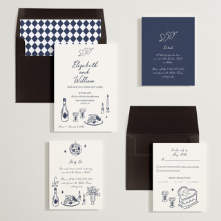 This is a midnight wedding invitations with standard by Helena Vitto called vintage lovers printing on signature in standard