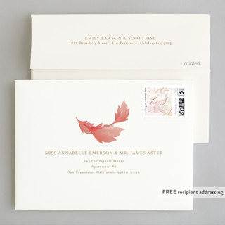 This is a blush wedding invitations with standard by Phrosné Barwood called fantasy floral bride printing on signature in standard