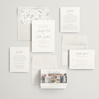 This is a eucalyptus wedding invitations with standard by Jennifer Postorino called love story printing on signature in standard