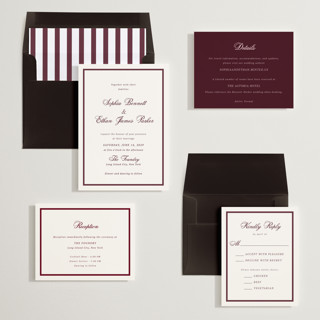 This is a dark merlot wedding invitations with standard by Cass Loh called chic union printing on signature in standard