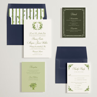 This is a garden fern wedding invitations with standard by Cass Loh called blooming crest printing on signature in standard