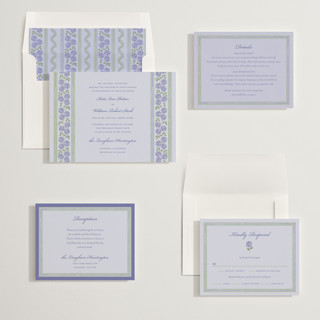 This is a lavender wedding invitations with standard by Madhvi Samimi called hydrangea vines printing on signature in standard
