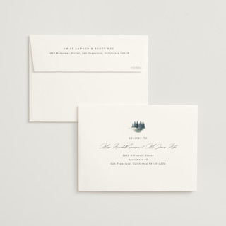 This is a fog wedding invitations with standard by Helen Halik called over the mountains printing on signature in standard