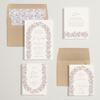 This is a antique wedding invitations with standard by Phrosné Barwood called floral arch printing on signature in standard