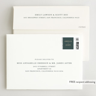 This is a jade wedding invitations with standard by Something Noir called simply modern printing on signature in standard