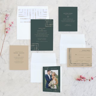 This is a jade wedding invitations with standard by Something Noir called simply modern printing on signature in standard