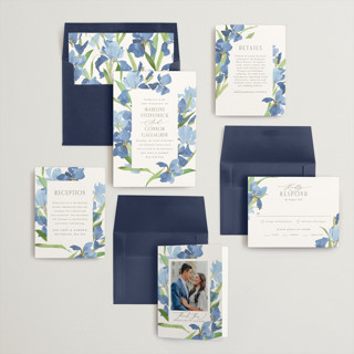 This is a lake wedding invitations with standard by Everett Paper Goods called irises printing on signature in standard