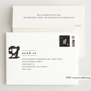 This is a charcoal wedding invitations with standard by Nazia Hyder called epithet printing on signature in standard