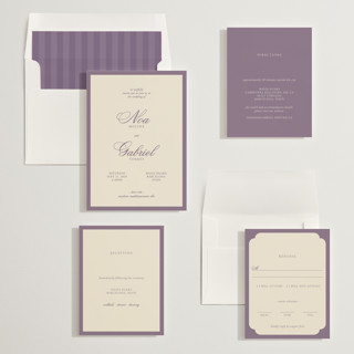 This is a lavender wedding invitations with standard by Ani Somi called borders printing on signature in standard