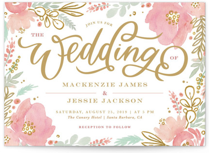 This is a colorful wedding invitation by Kristen Smith called Floral Vignette with standard printing on signature in standard.