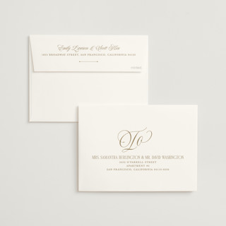 This is a sand wedding invitations with standard by Kate Ahn called mirin printing on signature in standard