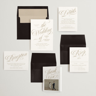 This is a sand wedding invitations with standard by Kate Ahn called mirin printing on signature in standard