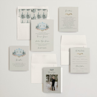 This is a slate wedding invitations with standard by Petra Kern called miniature mountainscape printing on signature in standard