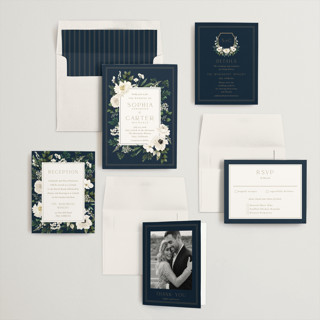 This is a indigo wedding invitations with standard by Susan Moyal called botanical love printing on signature in standard