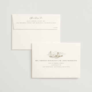 This is a sand wedding invitations with standard by Jenna Holcomb called coastal toile printing on signature in standard