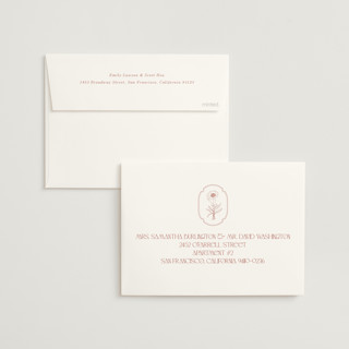 This is a blush wedding invitations with standard by Baumbirdy called flora arch printing on signature in standard