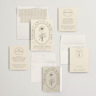 This is a ecru wedding invitations with standard by Baumbirdy called flora arch printing on signature in standard