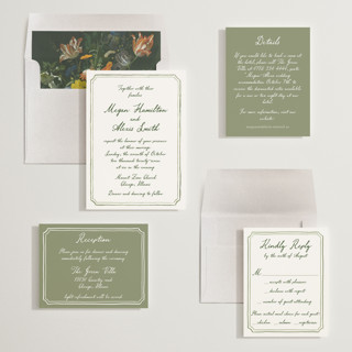 This is a moss wedding invitations with standard by Cass Loh called handwritten printing on signature in standard