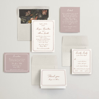 This is a rosewood wedding invitations with standard by Cass Loh called handwritten printing on signature in standard