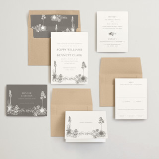 This is a pewter wedding invitations with standard by Megan Davis called rancho printing on signature in standard