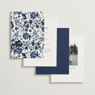 This is a indigo wedding invitations with standard by Angela Marzuki called brushstrokes in bloom printing on signature in standard