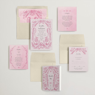 This is a berry pink wedding invitations with standard by Ani Somi called santa catalina printing on signature in standard