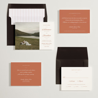 This is a terracotta wedding invitations with standard by Eric Clegg called together always printing on signature in standard