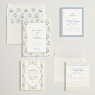 This is a powder wedding invitations with standard by Creo Study called patterned florals printing on signature in standard