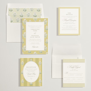 This is a chartruese wedding invitations with standard by Creo Study called patterned florals printing on signature in standard