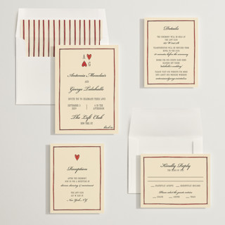 This is a buttercream wedding invitations with standard by Pati Cascino called two hearts printing on signature in standard