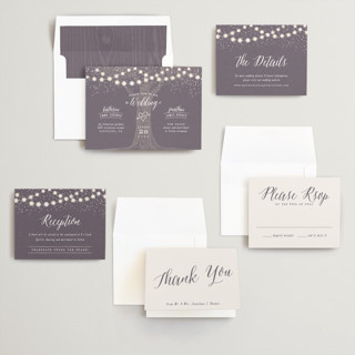 This is a plum wedding invitations with standard by Hooray Creative called garden lights printing on signature in standard