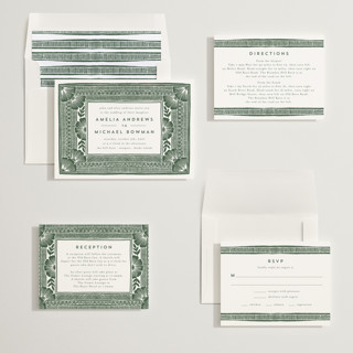 This is a fern wedding invitations with standard by Katharine Watson called block print frame printing on signature in standard