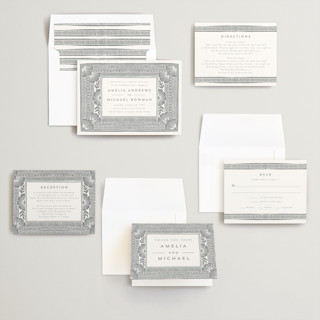 This is a granite wedding invitations with standard by Katharine Watson called block print frame printing on signature in standard