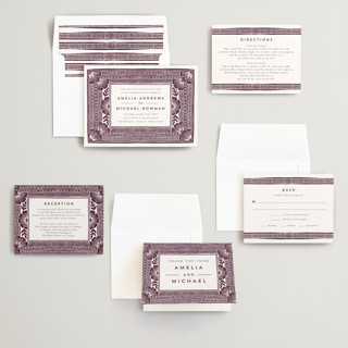 This is a wine wedding invitations with standard by Katharine Watson called block print frame printing on signature in standard