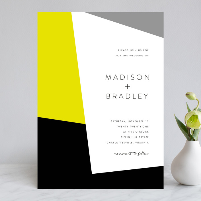 "Metropolitan Romance" - Modern Wedding Invitations in Daffodil by Makewells.