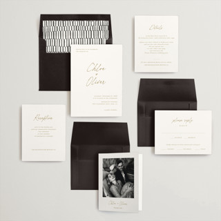 This is a cognac wedding invitations with standard by Pippa Shaw called modern classic printing on signature in standard
