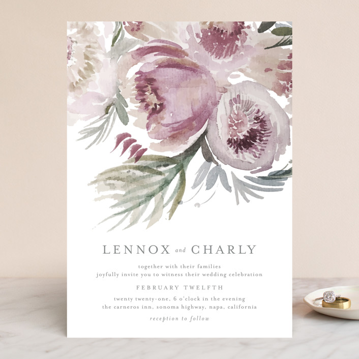 "romantic bouquet" - Wedding Invitations in Plum by Phrosne Ras.