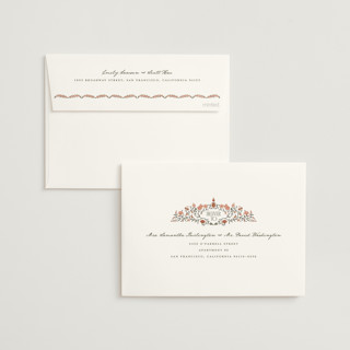 This is a terracotta wedding invitations with standard by Jenna Holcomb called tapestry printing on signature in standard