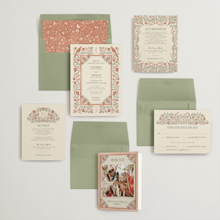 This is a terracotta wedding invitations with standard by Jenna Holcomb called tapestry printing on signature in standard