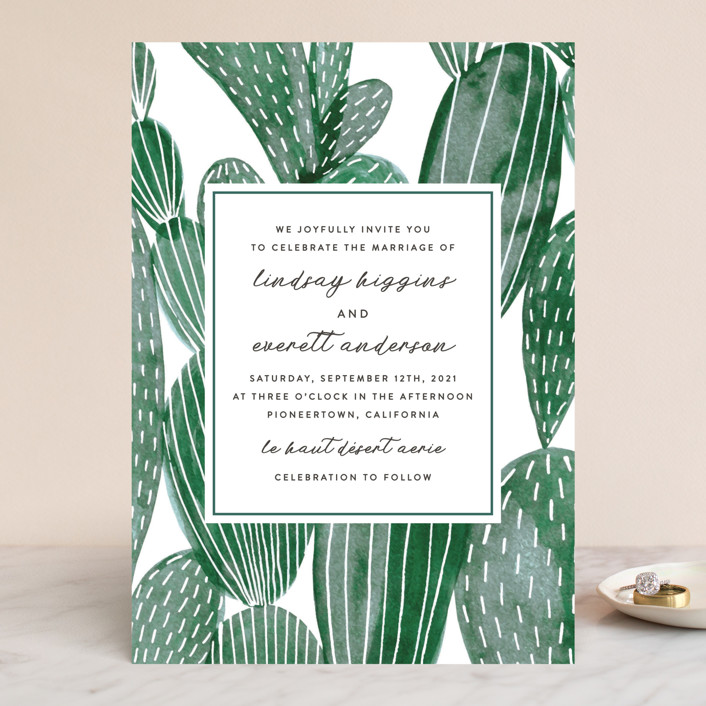painted cacti wedding invitations by olivia raufman minted