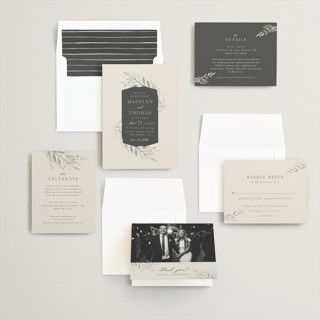 This is a charcoal wedding invitations with standard by Carolyn Nicks called sweeping printing on signature in standard