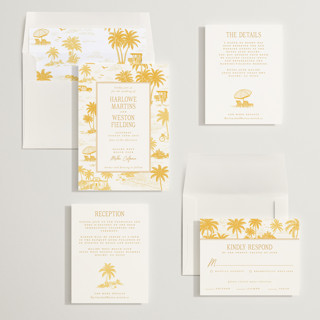 This is a sun wedding invitations with standard by Jenna Holcomb called beachtoile printing on signature in standard