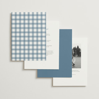 This is a denim wedding invitations with standard by Jenna Holcomb called aspen toile printing on signature in standard